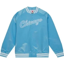 Mitchell & Ness Jackets & Outerwear-Double Clutch Lightweight Satin Jacket Chicago Bulls