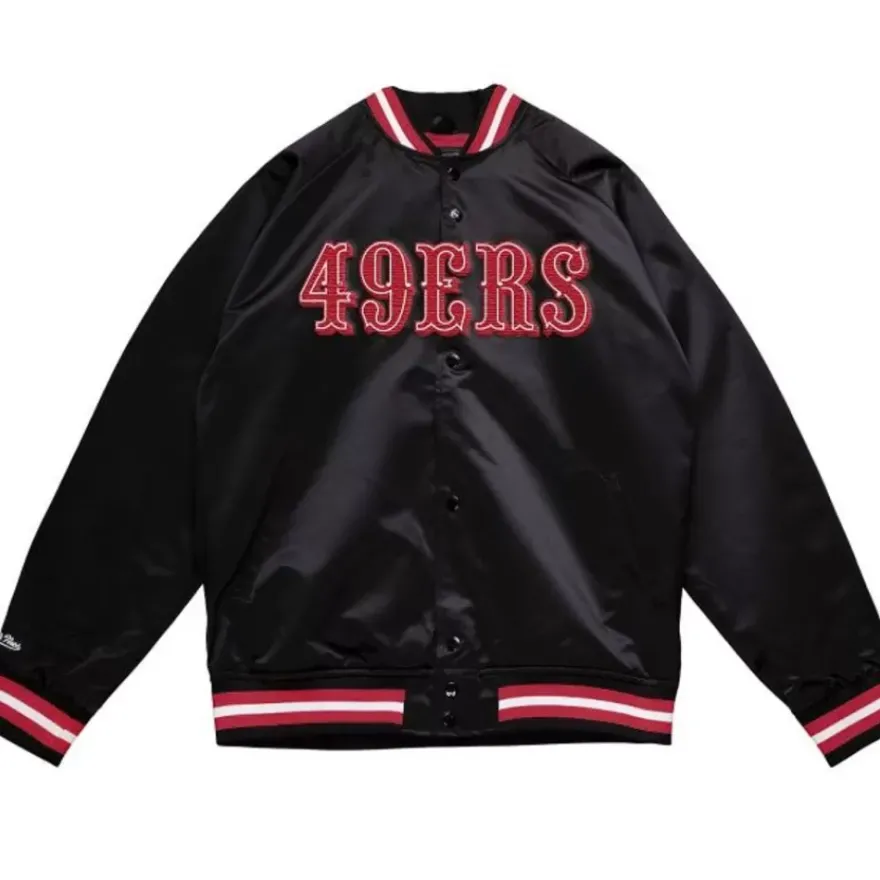 Mitchell & Ness Jackets & Outerwear-Double Clutch Lightweight Satin Jacket San Francisco 49Ers