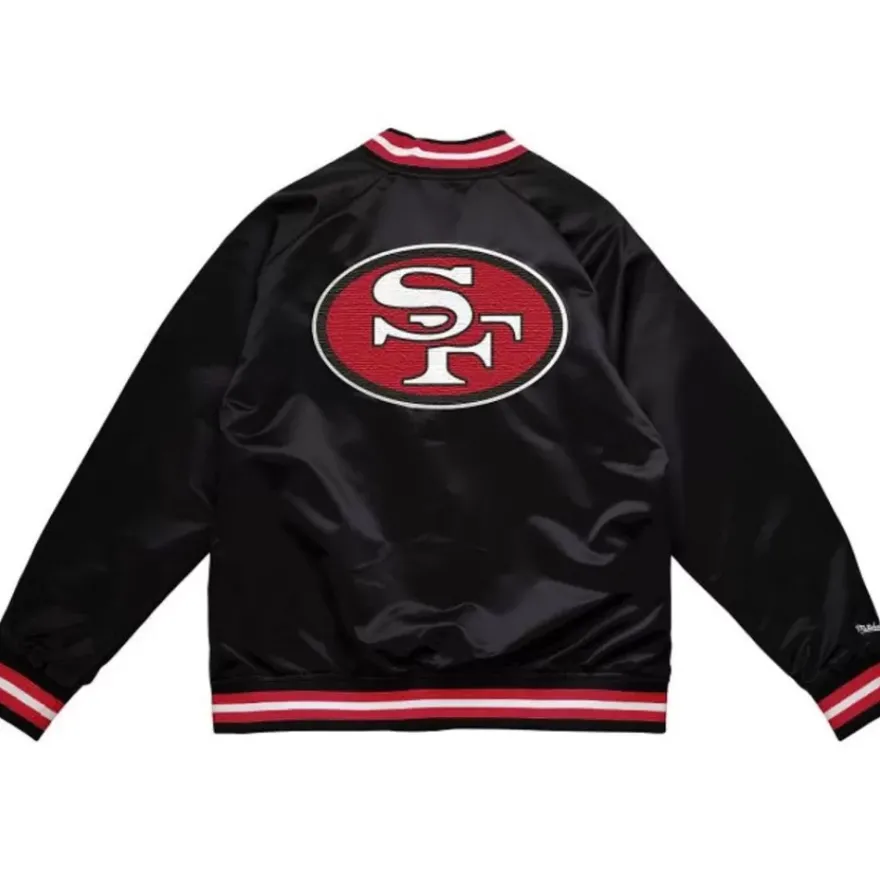 Mitchell & Ness Jackets & Outerwear-Double Clutch Lightweight Satin Jacket San Francisco 49Ers