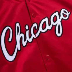 Mitchell & Ness Jackets & Outerwear-Double Clutch Lightweight Satin Jacket Chicago Bulls