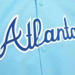 Mitchell & Ness Jackets & Outerwear-Double Clutch Lightweight Satin Jacket Atlanta Braves