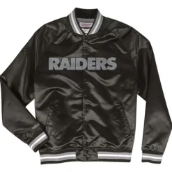 Mitchell & Ness Jackets & Outerwear-Double Clutch Lightweight Satin Jacket Oakland Raiders