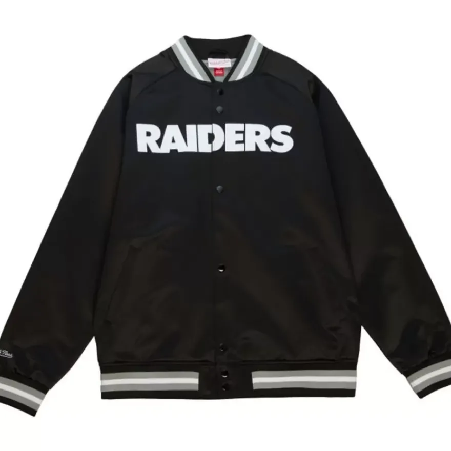 Mitchell & Ness Jackets & Outerwear-Double Clutch Lightweight Satin Jacket Oakland Raiders
