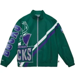 Mitchell & Ness Jackets & Outerwear-Exploded Logo Warm Up Jacket Milwaukee Bucks