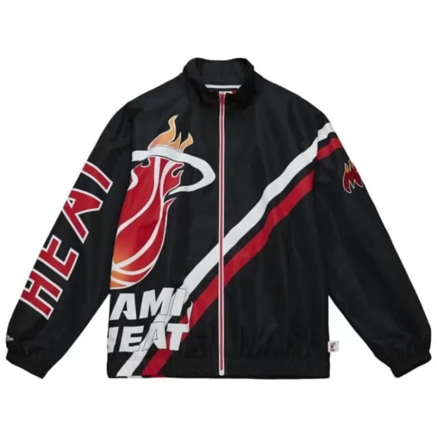 Mitchell & Ness Jackets & Outerwear-Exploded Logo Warm Up Jacket Miami Heat