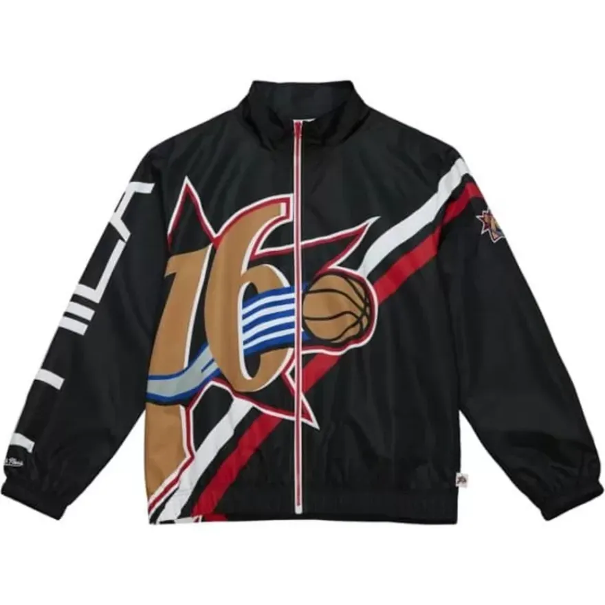 Mitchell & Ness Jackets & Outerwear-Exploded Logo Warm Up Jacket Philadelphia 76Ers