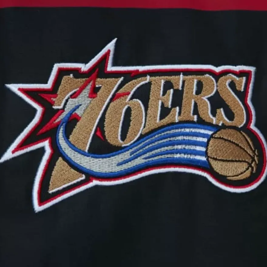 Mitchell & Ness Jackets & Outerwear-Exploded Logo Warm Up Jacket Philadelphia 76Ers