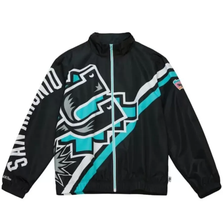 Mitchell & Ness Jackets & Outerwear-Exploded Logo Warm Up Jacket San Antonio Spurs