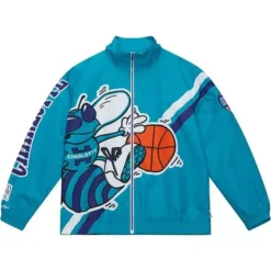 Mitchell & Ness Jackets & Outerwear-Exploded Logo Warm Up Jacket Charlotte Hornets