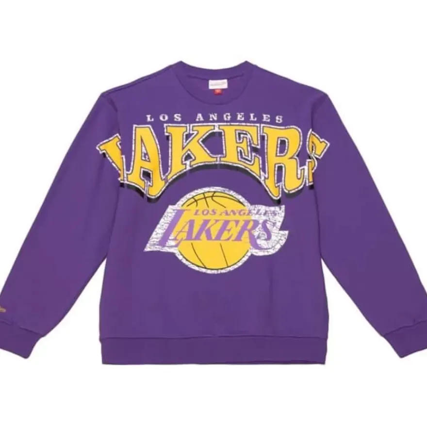 Mitchell & Ness Hoodies & Sweatshirts-Fashion Fleece Crew Los Angeles Lakers