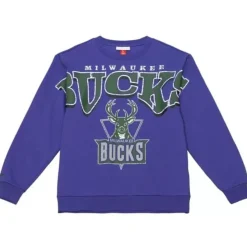 Mitchell & Ness Hoodies & Sweatshirts-Fashion Fleece Crew Milwaukee Bucks