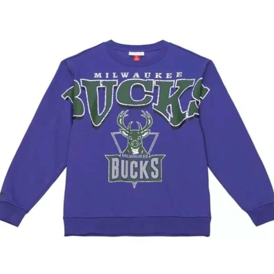 Mitchell & Ness Hoodies & Sweatshirts-Fashion Fleece Crew Milwaukee Bucks