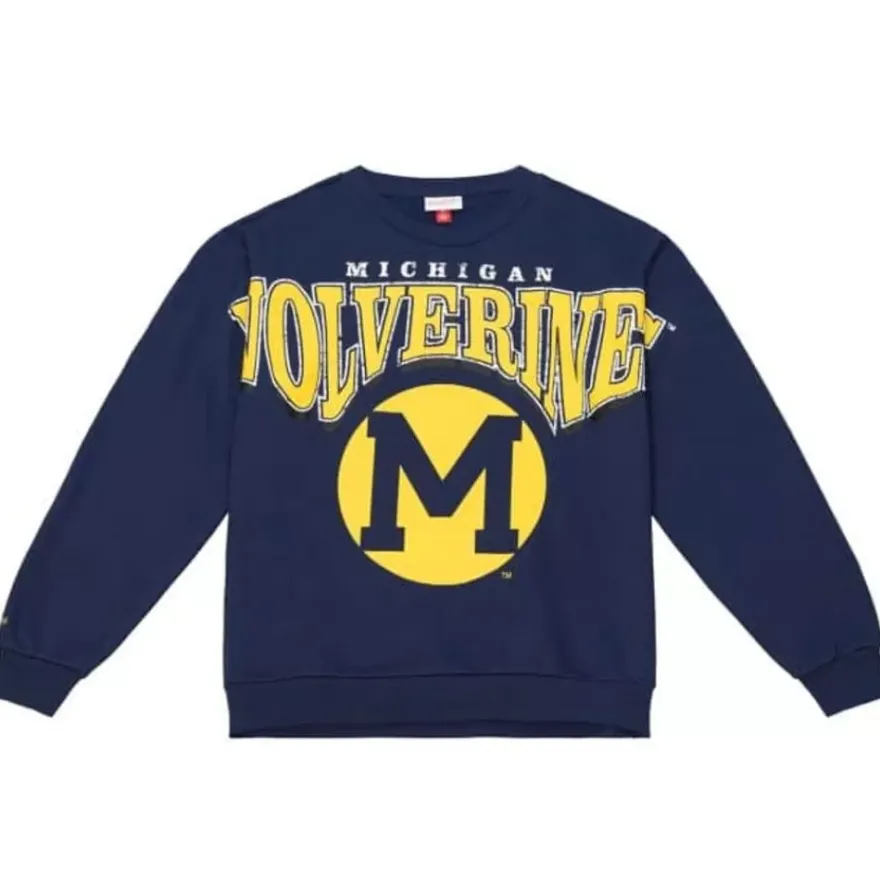 Mitchell & Ness Hoodies & Sweatshirts-Fashion Fleece Crew University Of Michigan