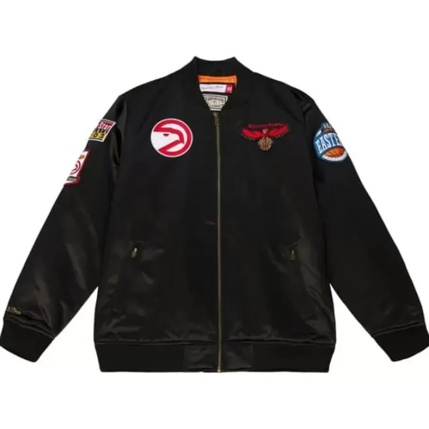 Mitchell & Ness Jackets & Outerwear-Flight Satin Bomber Jacket Atlanta Hawks