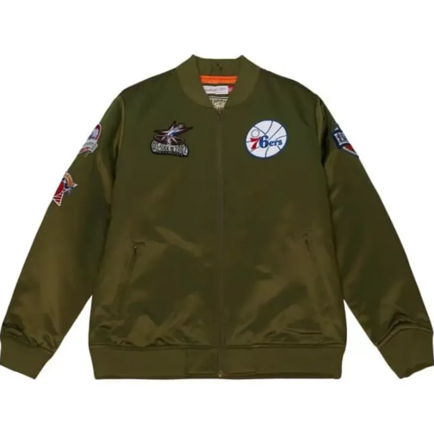 Mitchell & Ness Jackets & Outerwear-Flight Satin Bomber Jacket Philadelphia 76Ers
