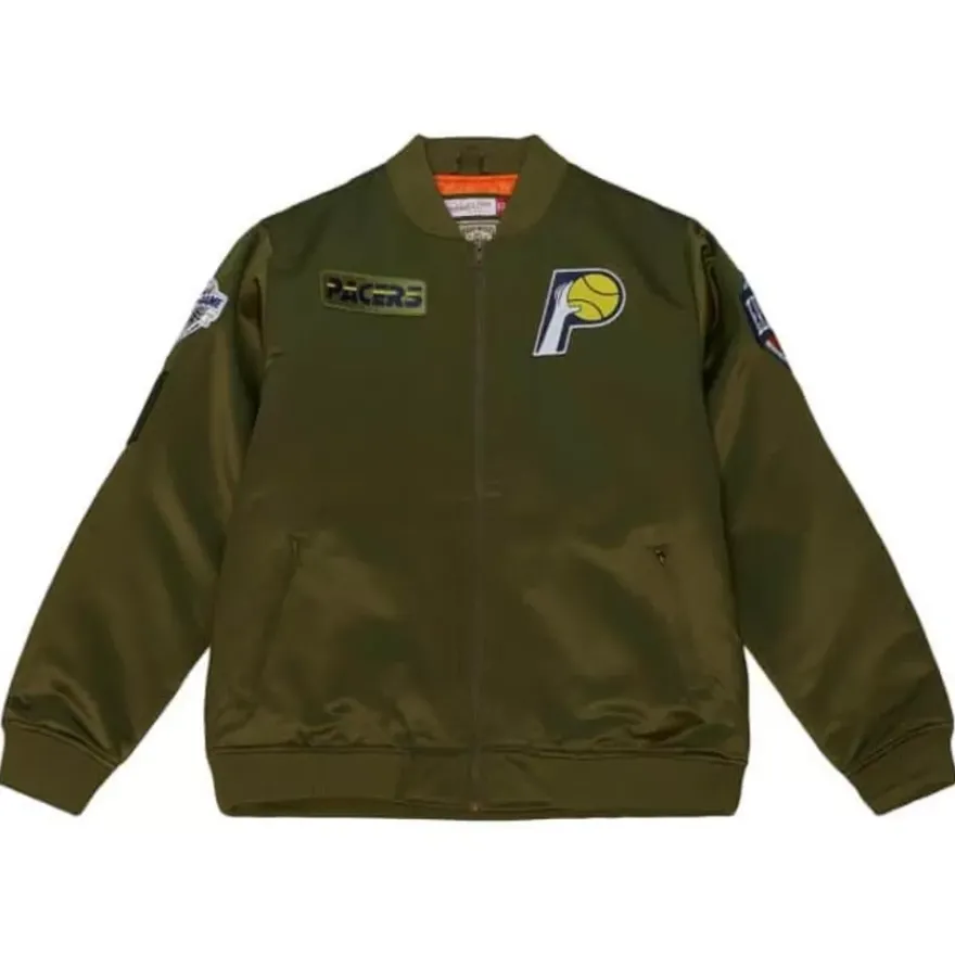 Mitchell & Ness Jackets & Outerwear-Flight Satin Bomber Jacket Indiana Pacers