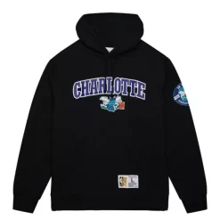 Mitchell & Ness Hoodies & Sweatshirts-Game Time Fleece Hoodie Vintage Logo Charlotte Hornets