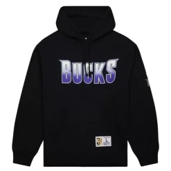 Mitchell & Ness Hoodies & Sweatshirts-Game Time Fleece Hoodie Vintage Logo Milwaukee Bucks