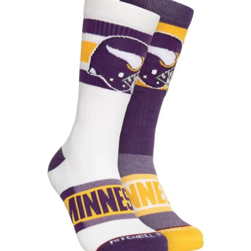 Mitchell & Ness Accessories-Hail Mary Crew Socks Minnesota Vikings