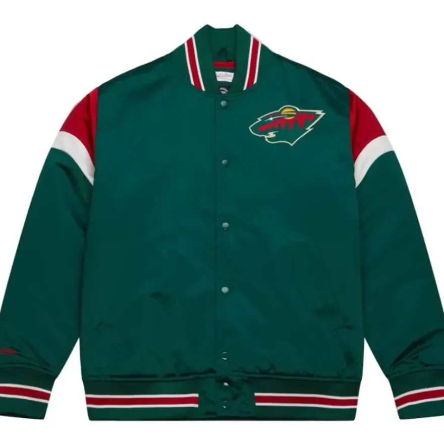 Mitchell & Ness Jackets & Outerwear-Heavyweight Satin Jacket Minnesota Wild