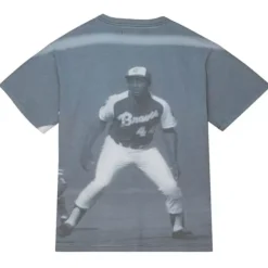 Mitchell & Ness T-Shirts & Tops-Highlight Sublimated Player Tee Atlanta Braves Hank Aaron