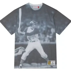 Mitchell & Ness T-Shirts & Tops-Highlight Sublimated Player Tee Pittsburgh Pirates Roberto Clemente