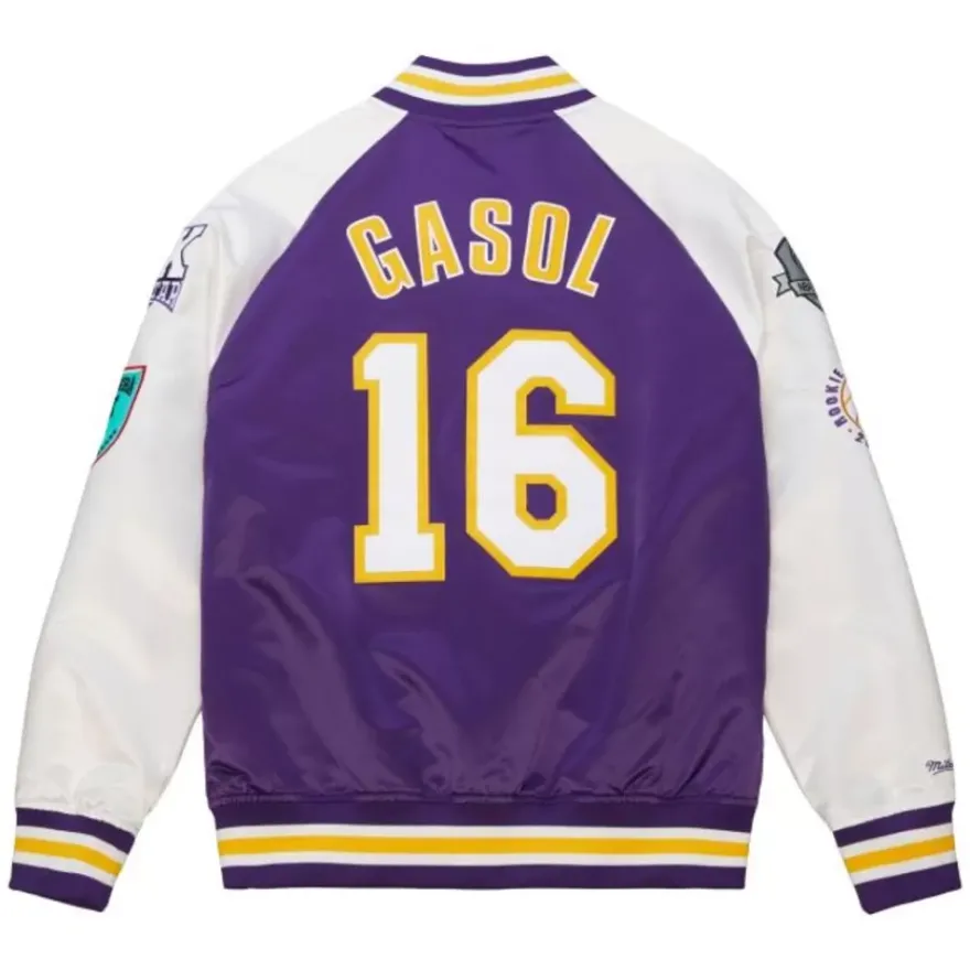 Mitchell & Ness Jackets & Outerwear-Hof N&N Satin Jacket Los Angeles Lakers Pau Gasol