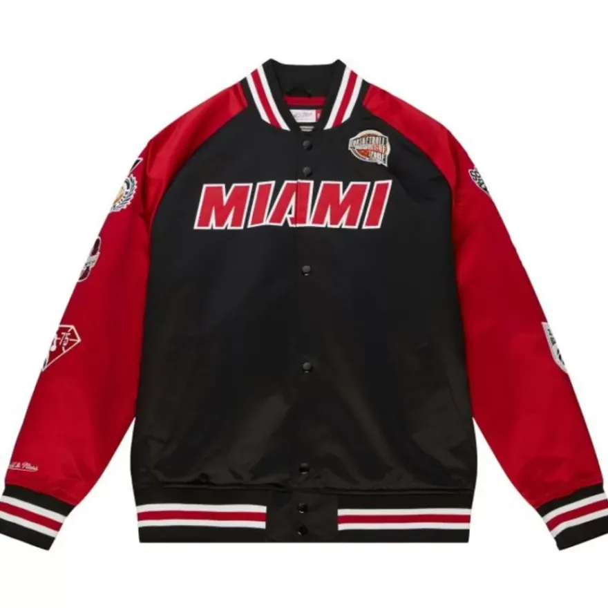 Mitchell & Ness Jackets & Outerwear-Hof N&N Satin Jacket Miami Heat Dwyane Wade
