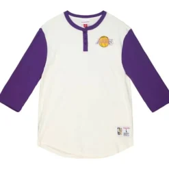 Mitchell & Ness T-Shirts & Tops-Icon Henley Los Angeles Lakers
