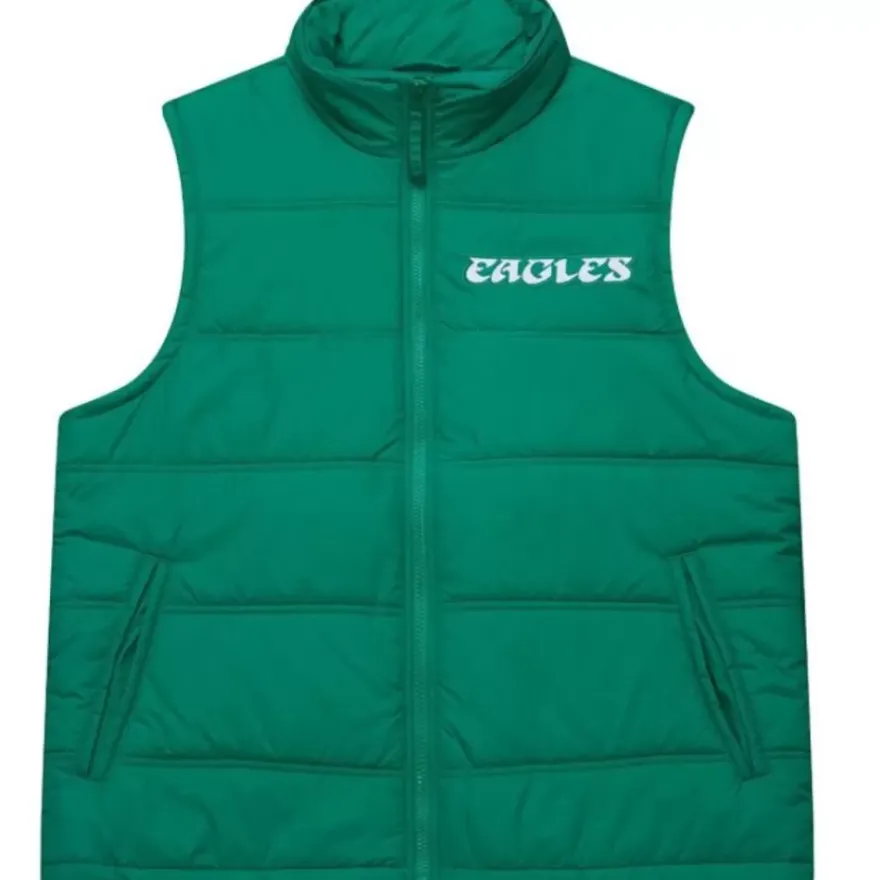 Mitchell & Ness Jackets & Outerwear-In The Clutch Puffer Vest Vintage Logo Philadelphia Eagles