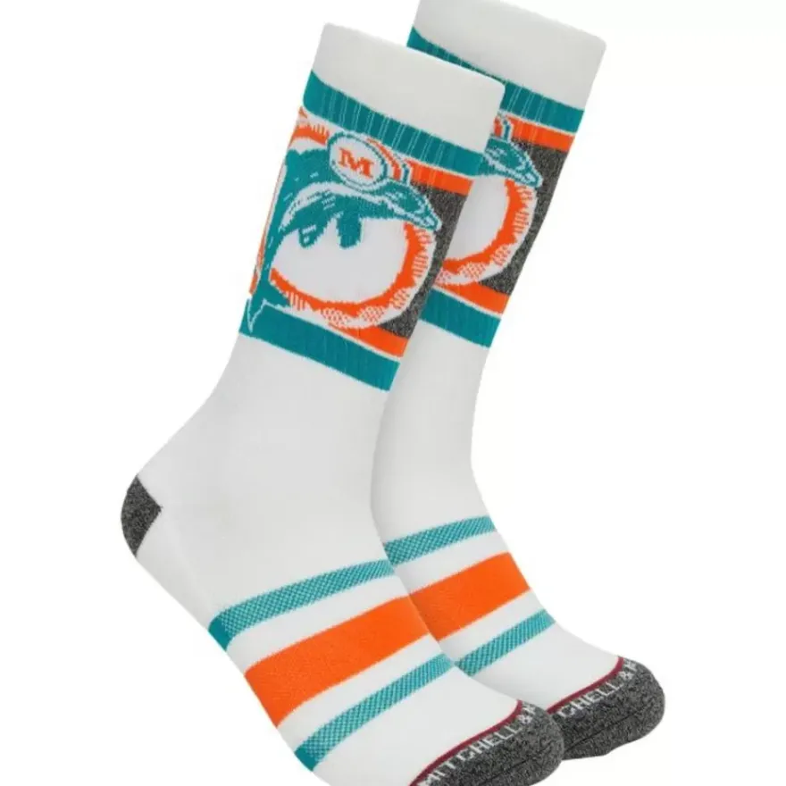 Mitchell & Ness Accessories-Interception Crew Socks Miami Dolphins