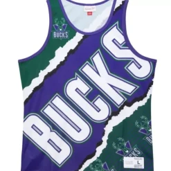 Mitchell & Ness T-Shirts & Tops-Jumbotron 2.0 Sublimated Tank Milwaukee Bucks