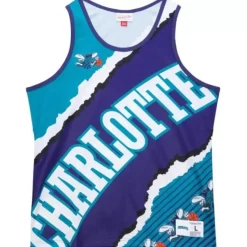 Mitchell & Ness T-Shirts & Tops-Jumbotron 2.0 Sublimated Tank Charlotte Hornets