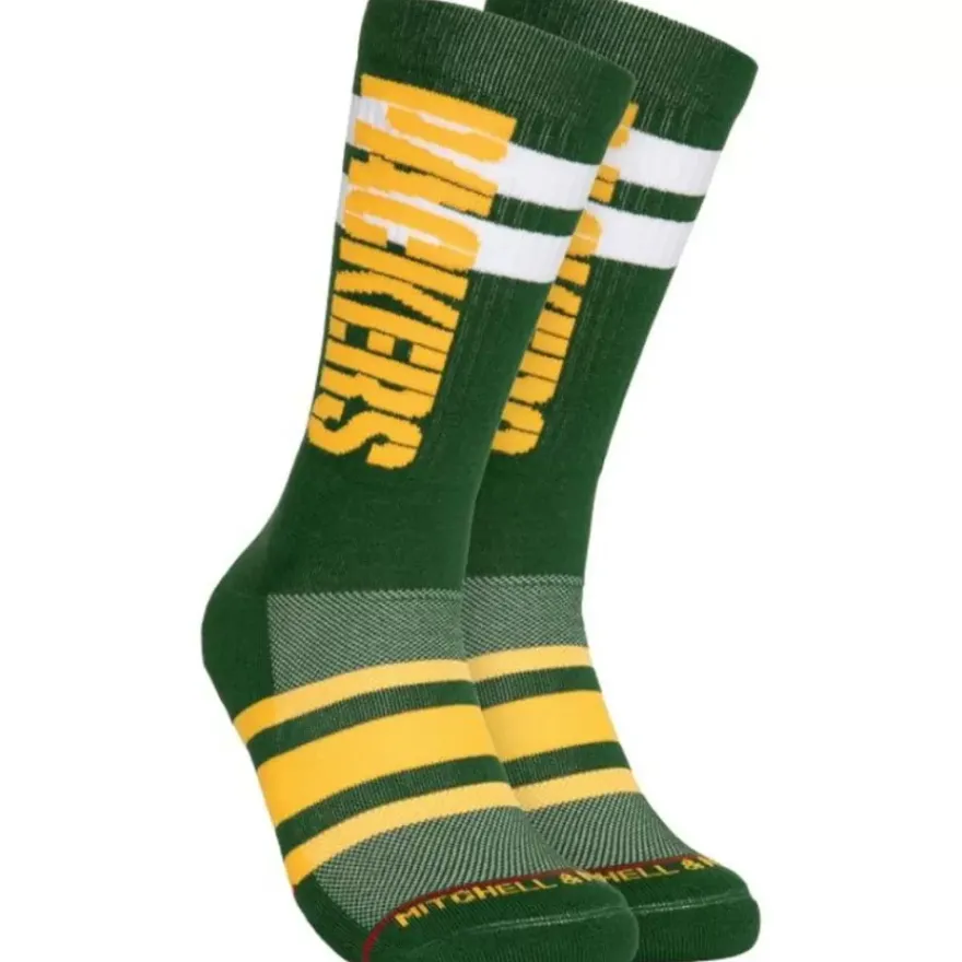 Mitchell & Ness Accessories-Lateral Crew Socks Green Bay Packers