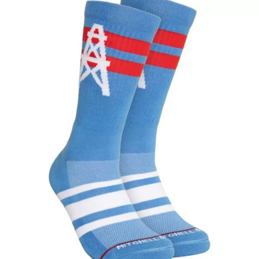 Mitchell & Ness Accessories-Lateral Crew Socks Houston Oilers