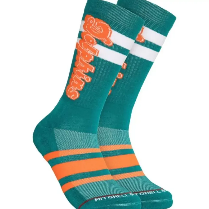 Mitchell & Ness Accessories-Lateral Crew Socks Miami Dolphins