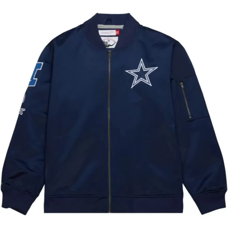 Mitchell & Ness Jackets & Outerwear-Lightweight Satin Bomber Vintage Logo Dallas Cowboys