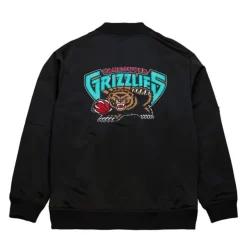 Mitchell & Ness Jackets & Outerwear-Lightweight Satin Bomber Vintage Logo Vancouver Grizzlies