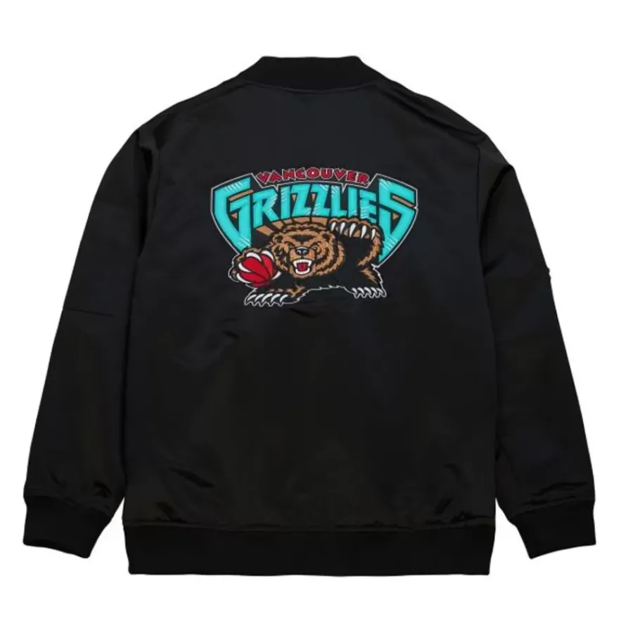 Mitchell & Ness Jackets & Outerwear-Lightweight Satin Bomber Vintage Logo Vancouver Grizzlies