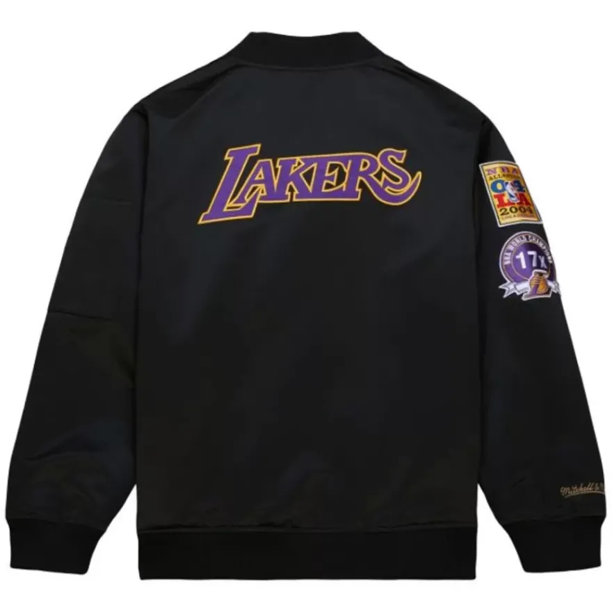 Mitchell & Ness Jackets & Outerwear-Lightweight Satin Bomber Vintage Logo Los Angeles Lakers