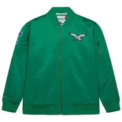 Mitchell & Ness Jackets & Outerwear-Lightweight Satin Bomber Vintage Logo Philadelphia Eagles
