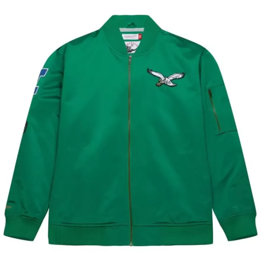 Mitchell & Ness Jackets & Outerwear-Lightweight Satin Bomber Vintage Logo Philadelphia Eagles