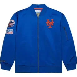 Mitchell & Ness Jackets & Outerwear-Lightweight Satin Bomber Vintage Logo New York Mets