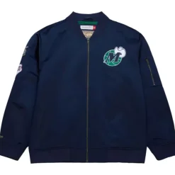 Mitchell & Ness Jackets & Outerwear-Lightweight Satin Bomber Vintage Logo Dallas Mavericks