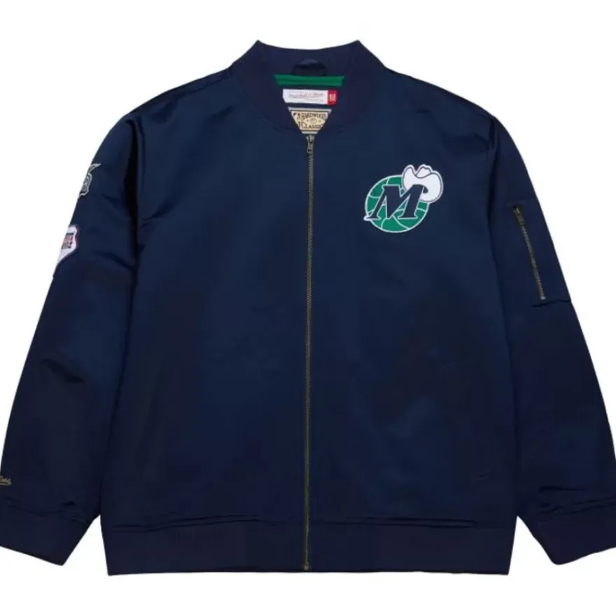 Mitchell & Ness Jackets & Outerwear-Lightweight Satin Bomber Vintage Logo Dallas Mavericks