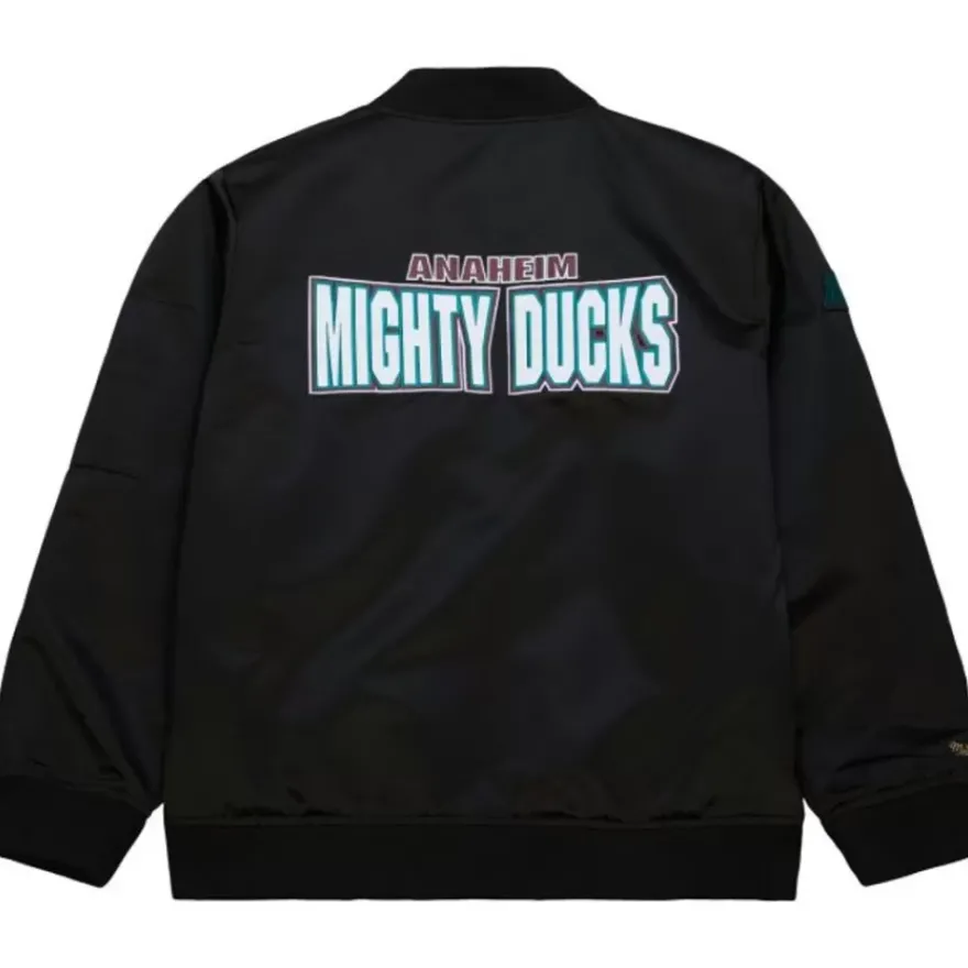 Mitchell & Ness Jackets & Outerwear-Lightweight Satin Bomber Vintage Logo Anaheim Ducks