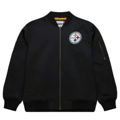 Mitchell & Ness Jackets & Outerwear-Lightweight Satin Bomber Vintage Logo Pittsburgh Steelers