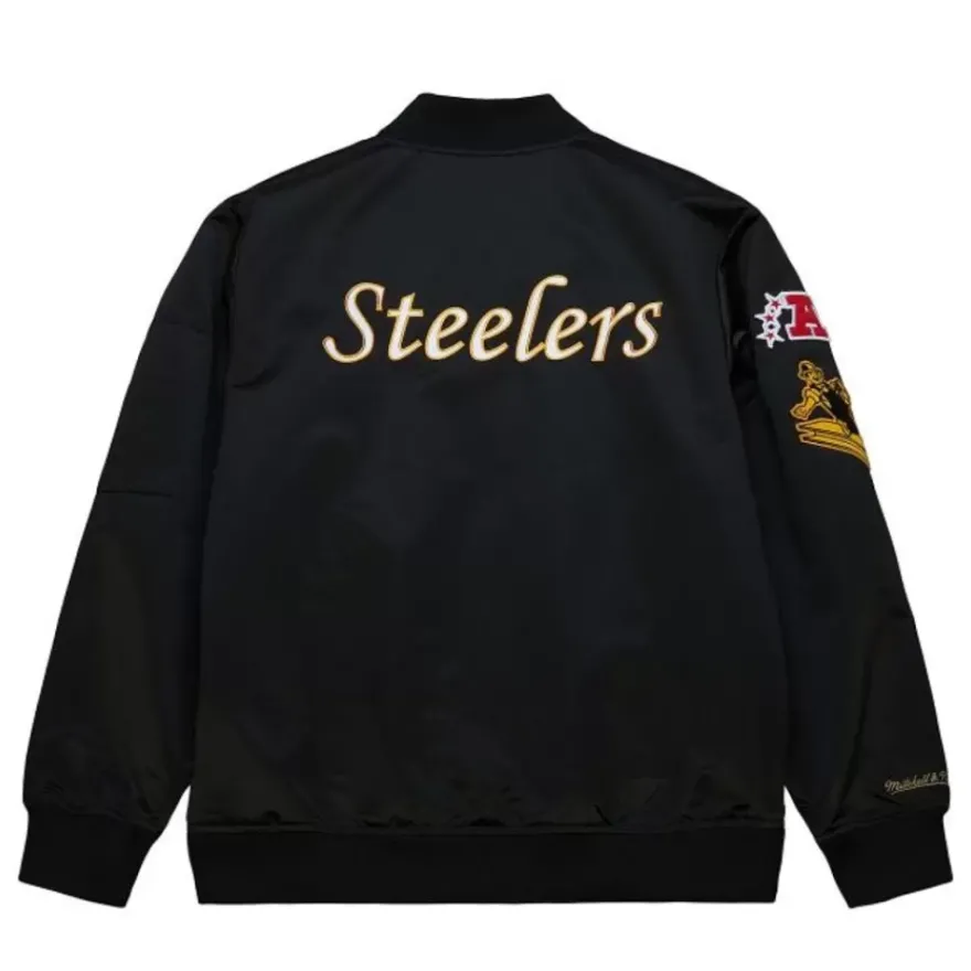 Mitchell & Ness Jackets & Outerwear-Lightweight Satin Bomber Vintage Logo Pittsburgh Steelers