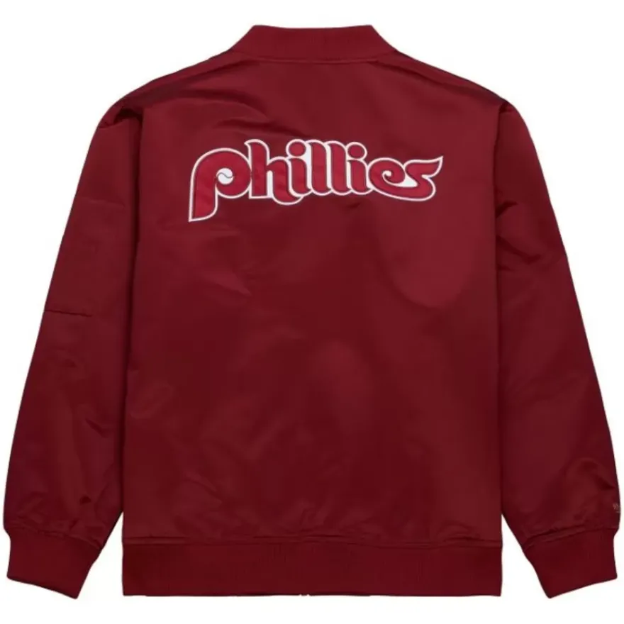 Mitchell & Ness Jackets & Outerwear-Lightweight Satin Bomber Vintage Logo Philadelphia Phillies