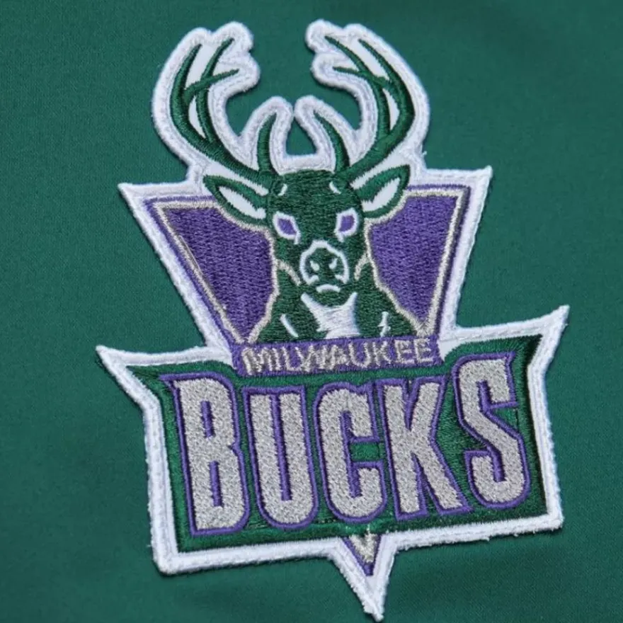 Mitchell & Ness Jackets & Outerwear-Lightweight Satin Bomber Vintage Logo Milwaukee Bucks